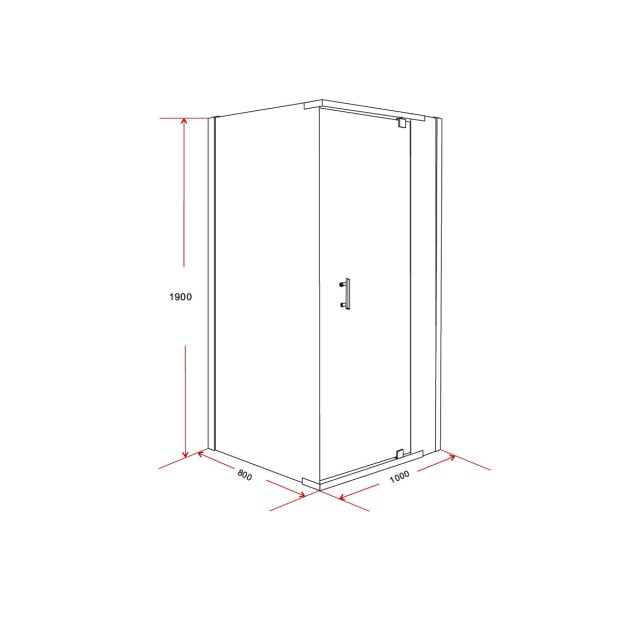Shower Screen 1000x800x1900mm Framed Glass Pivot Door Image 6