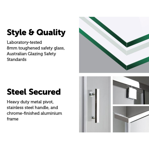 Shower Screen 1200x700x1900mm Framed Glass Pivot Door Image 5