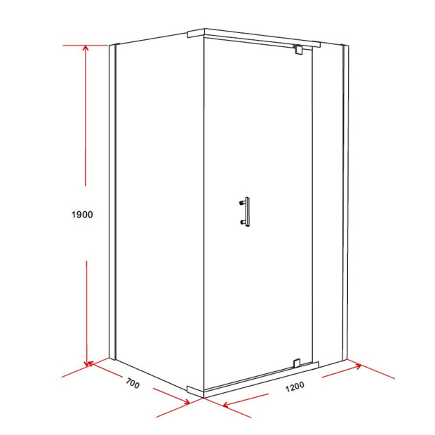Shower Screen 1200x700x1900mm Framed Glass Pivot Door Image 6