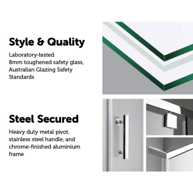 Shower Screen 1200x800x1900mm Framed Glass Pivot Door Image 5