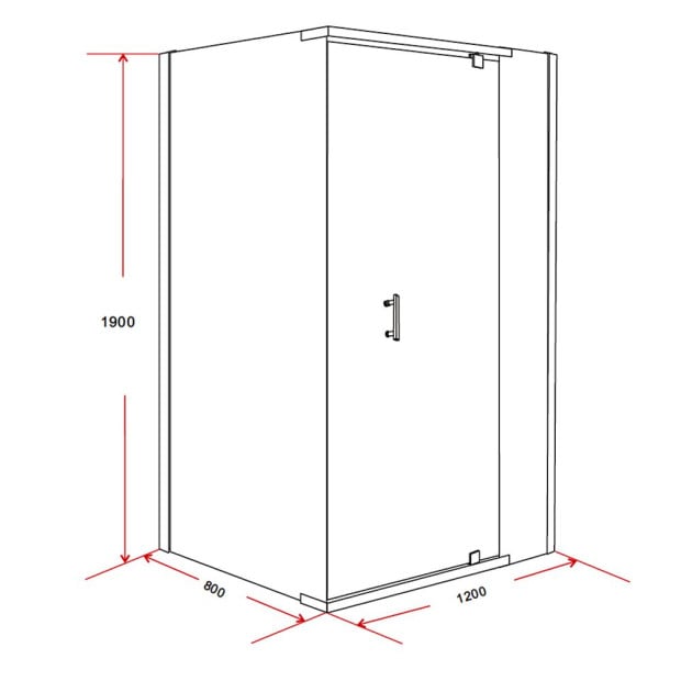 Shower Screen 1200x800x1900mm Framed Glass Pivot Door Image 6