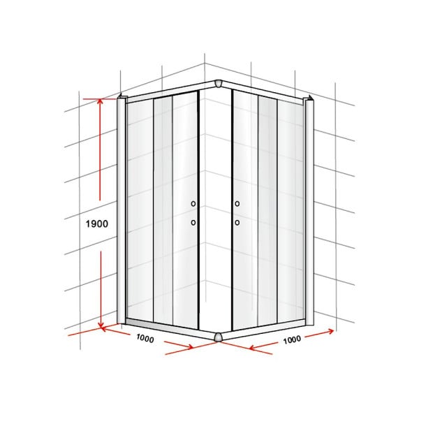 1000 X 1000mm Sliding Door Nano Safety Glass Shower Screen Image 8