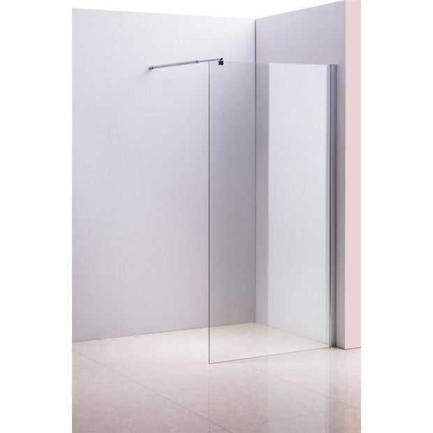 1100 X 2000mm Frameless 10mm Glass Shower Screen Round - Chrome