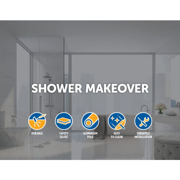 1000 X 2000mm Frameless 10mm Glass Shower Screen Square - Chrome Image 2