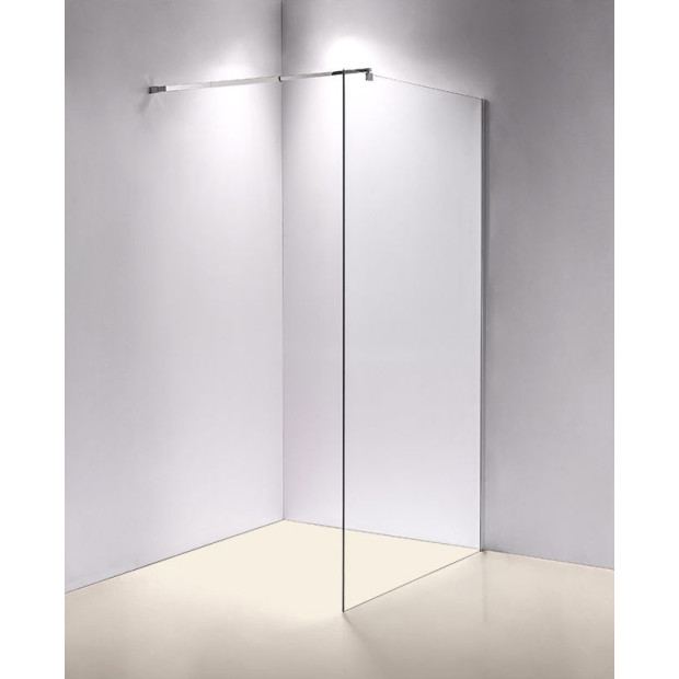 1200 X 2000mm Frameless 10mm Glass Shower Screen Square - Chrome