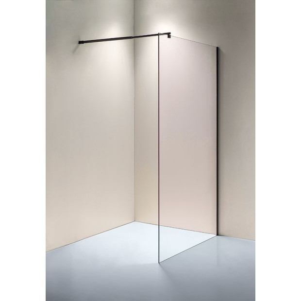 1100 X 2100mm Frameless 10mm Glass Shower Screen Round - Black