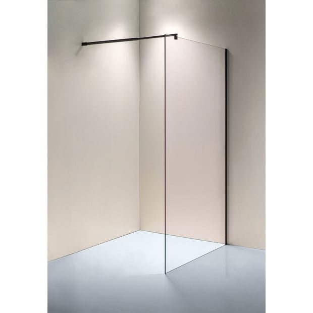 1200 X 2100mm Frameless 10mm Glass Shower Screen Round - Black