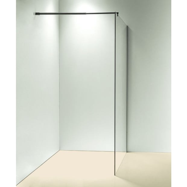 1200 X 2100mm Frameless 10mm Glass Shower Screen Round - Black Image 5
