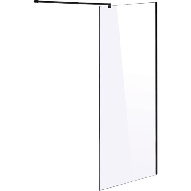 1200 X 2100mm Frameless 10mm Glass Shower Screen Round - Black Image 6