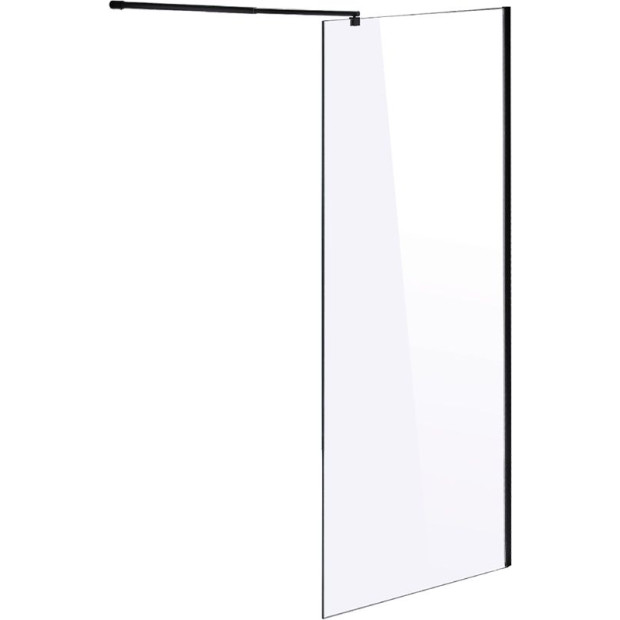 1200 X 2000mm Frameless 10mm Glass Shower Screen Round - Black Image 6