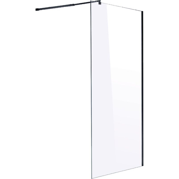 1200 X 2100mm Frameless 10mm Glass Shower Screen Square - Black Image 4