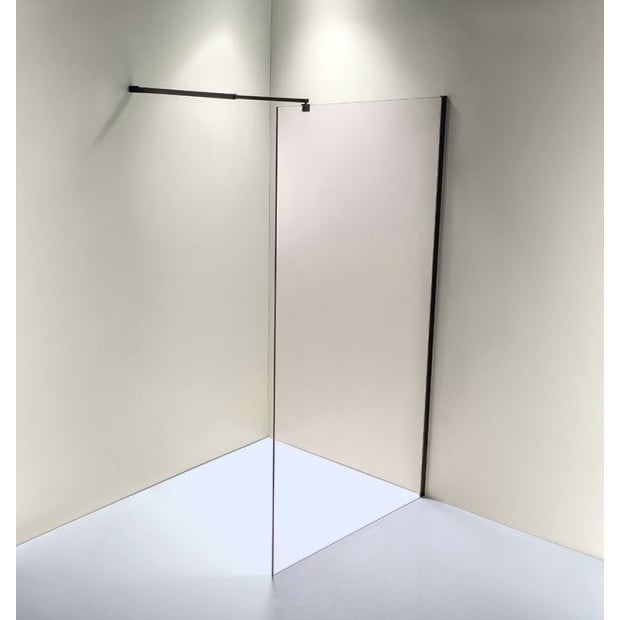 1200 X 2000mm Frameless 10mm Glass Shower Screen Square - Black Image 4