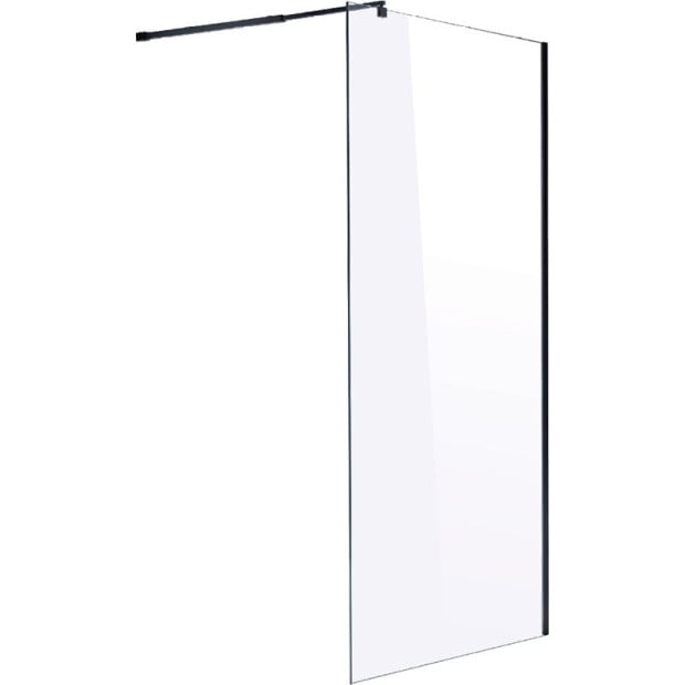 1200 X 2000mm Frameless 10mm Glass Shower Screen Square - Black Image 5