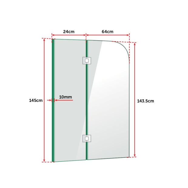 900 X 1450mm Frameless Bath Panel 10mm Glass Shower Screen Image 5