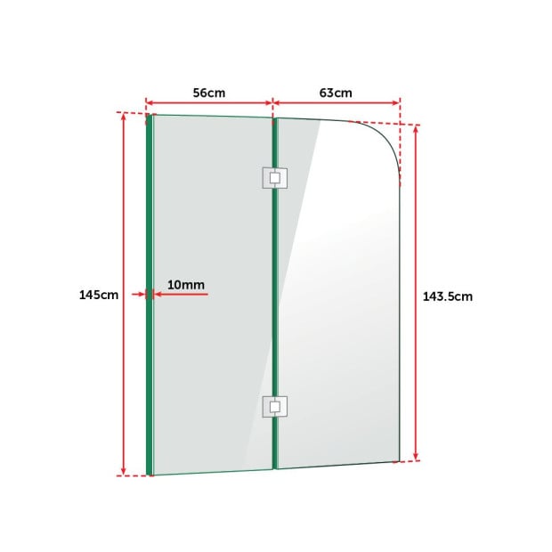 1200 X 1450mm Frameless Bath Panel 10mm Glass Shower Screen Image 5