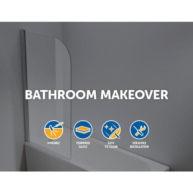 180 degree Pivot Door 6mm Safety Glass Bath Shower Screen 900x1400mm Image 2