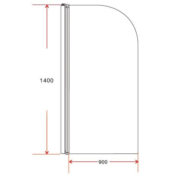 180 degree Pivot Door 6mm Safety Glass Bath Shower Screen 900x1400mm Image 5