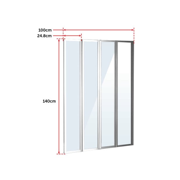 4 Fold Chrome Folding Bath Shower Screen Door Panel 1000 X 1400mm Image 8