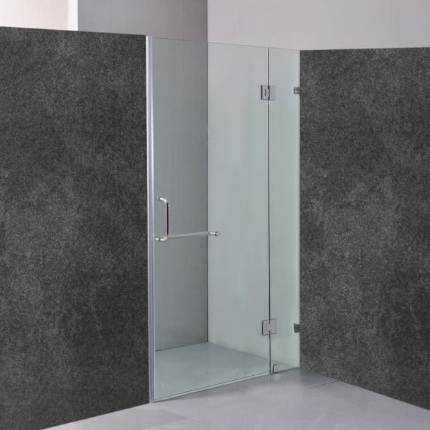 90 X 200cm Wall To Wall Frameless Shower Screen 10mm Glass Image 2