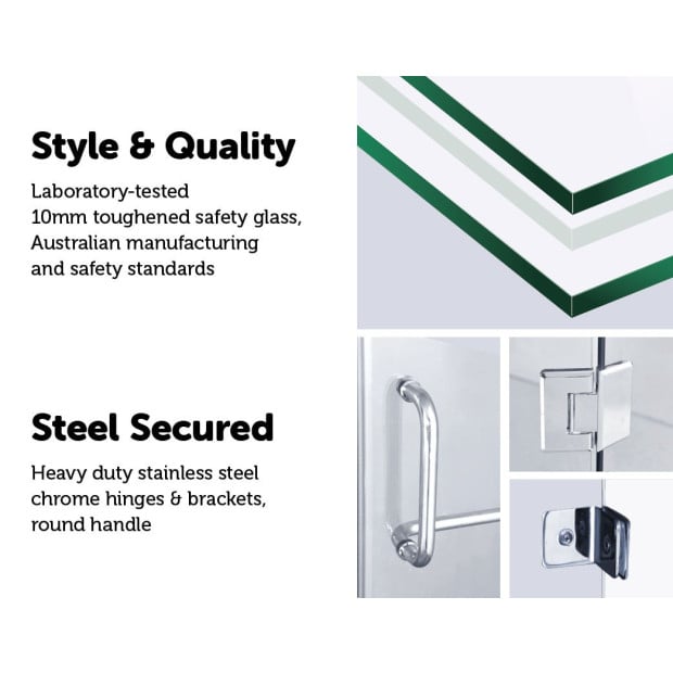 110 X 200cm Wall To Wall Frameless Shower Screen 10mm Glass Image 3