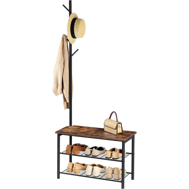 Multifunctional Entryway Hallway Coat Rack Shoe Bench
