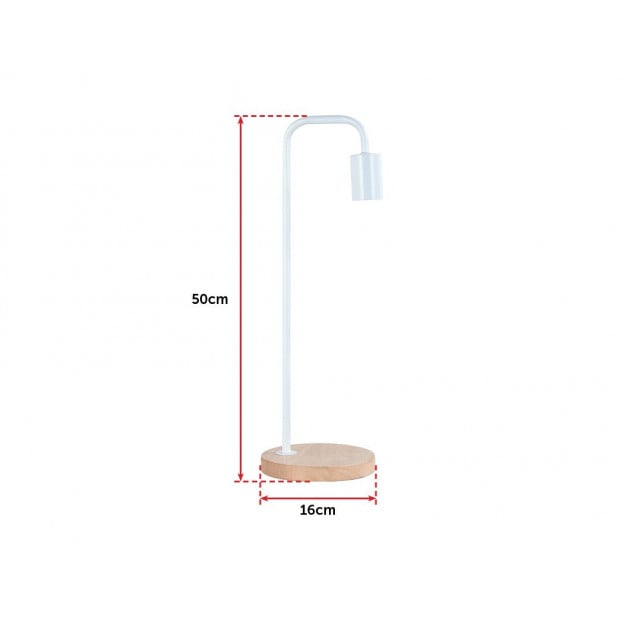 Modern Table Lamp Desk Light Timber Base Bedside Bedroom White Image 10