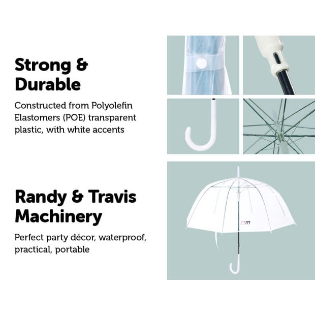 5x Clear Transparent Rain Walking Umbrella Pvc Dome Party Favour Image 4