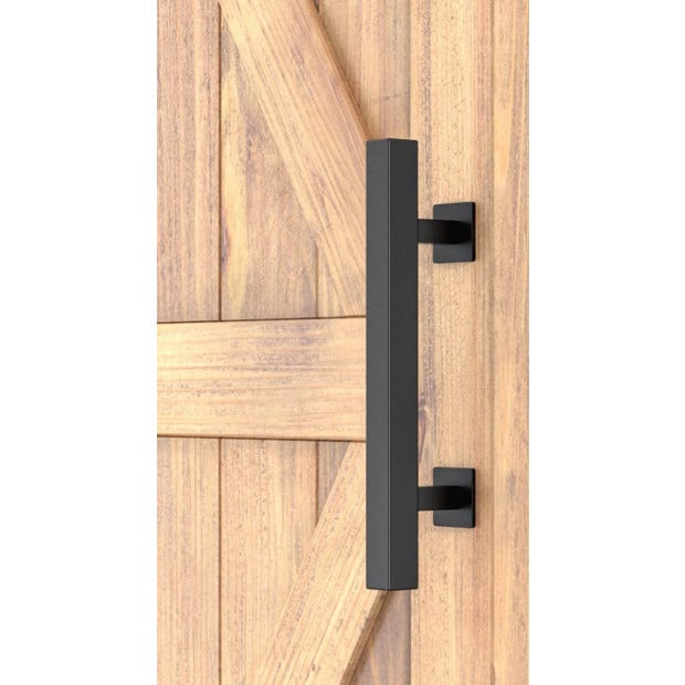 12 Square Pull And Flush Door Handle Set Black Barn Door Hardware Image 5