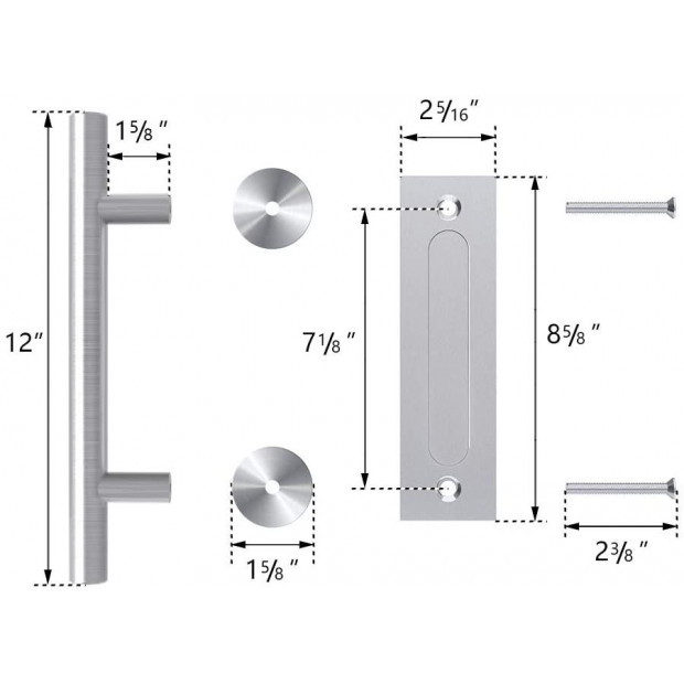 12In Barn Door Handle  Pull Wood Door Gate Hardware Stainless Steel Image 4
