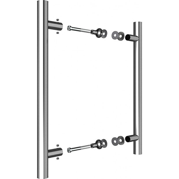 Round 300mm Push Pull Stainless Steel Door Handle Entrance Entry Image 9