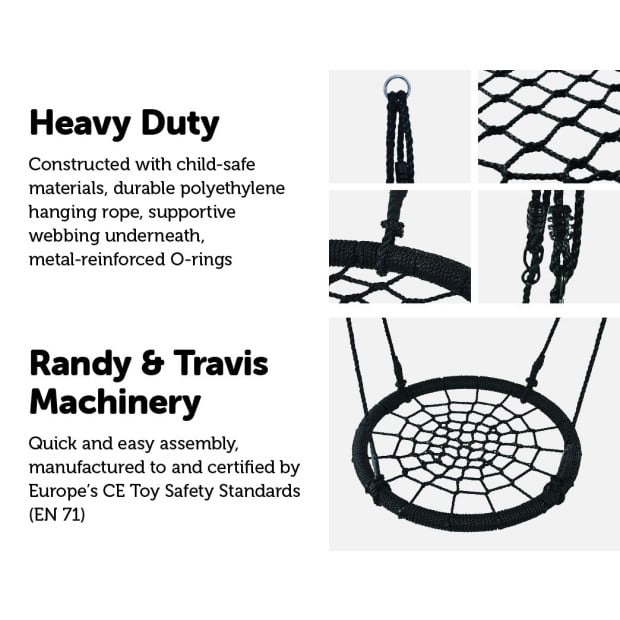 Kids Rope Swing Round Outdoor Spider Web Swing Seat 65cm Image 3