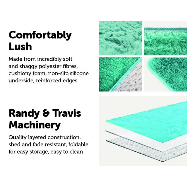 200x140cm Floor Rugs Large Shaggy Rug Area Mat - Turquoise Image 3
