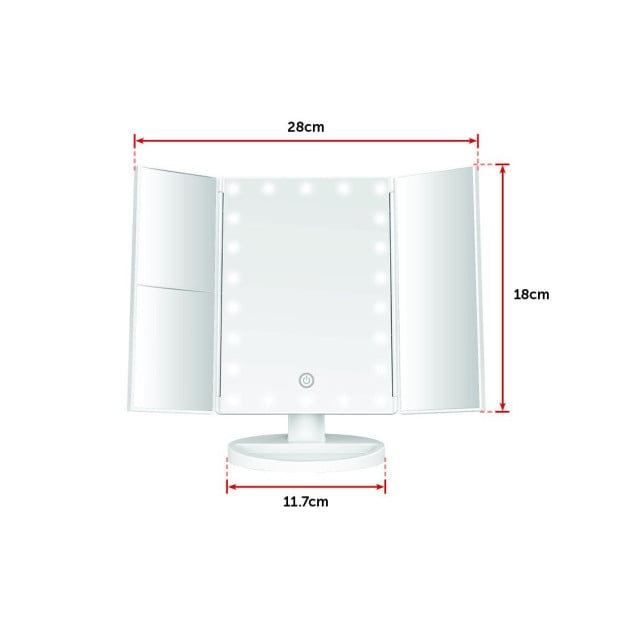 Makeup Mirror With Led Light Standing Mirror Magnifying Tri-fold Touch Image 10