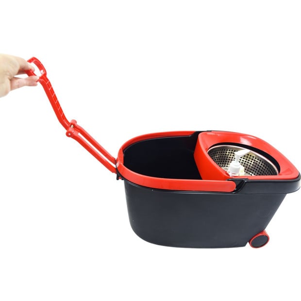 Spin Rotating Mop & Bucket Set With Wheels And 4 Microfibre Mop Heads Image 9