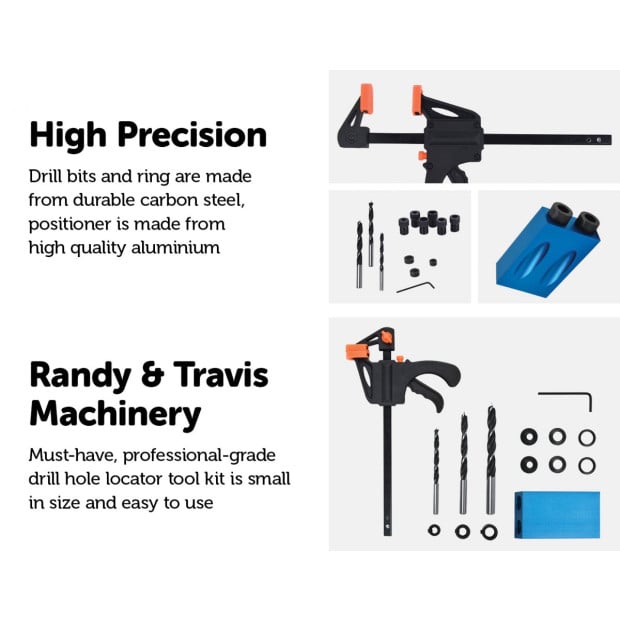 14x Pocket Hole Jig Kit Woodworking Drill Hole Locator + F Clip Image 3