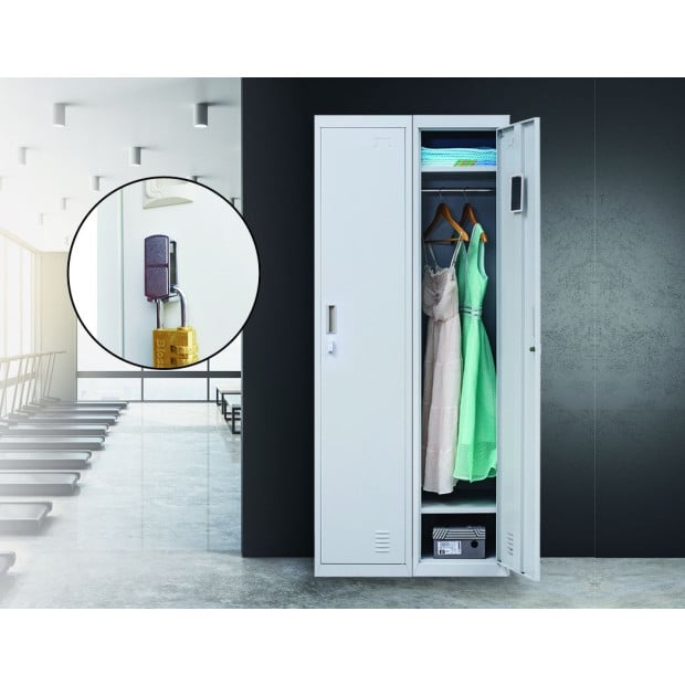 One-door Office Gym Shed Clothing Locker Cabinet w/Padlock Lock Image 3
