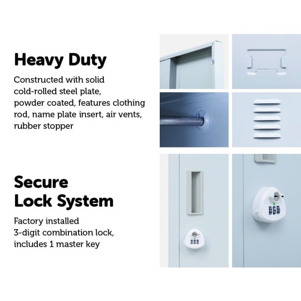 One-door Office Gym Shed Clothing Locker Cabinet w/3 combination lock Image 6