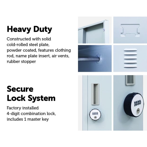 One-door Office Gym Shed Clothing Locker Cabinet w/4 combination lock Image 6