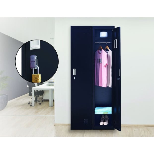 One-door Office Gym Shed Clothing Locker Cabinet w/Padlock - Black Image 2