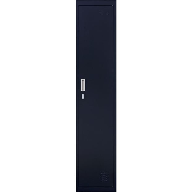 One-door Office Gym Shed Clothing Locker Cabinet w/Padlock - Black Image 7