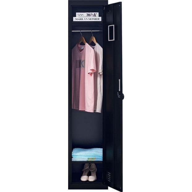 One-door Office Gym Shed Locker Cabinet w/4 combination lock - Black Image 8