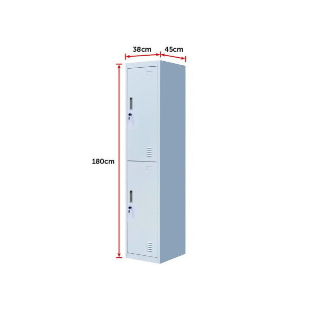 2-door Vertical Locker Storage Standard Grey Image 12