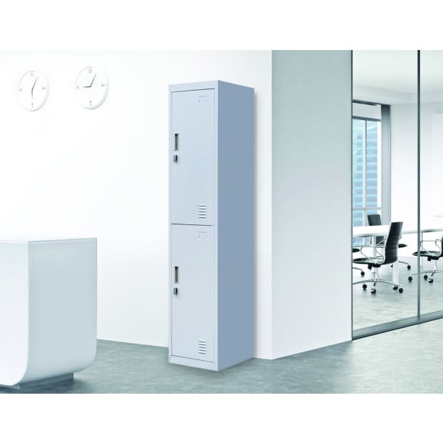 2-door Vertical Locker Storage w/Padlock Grey