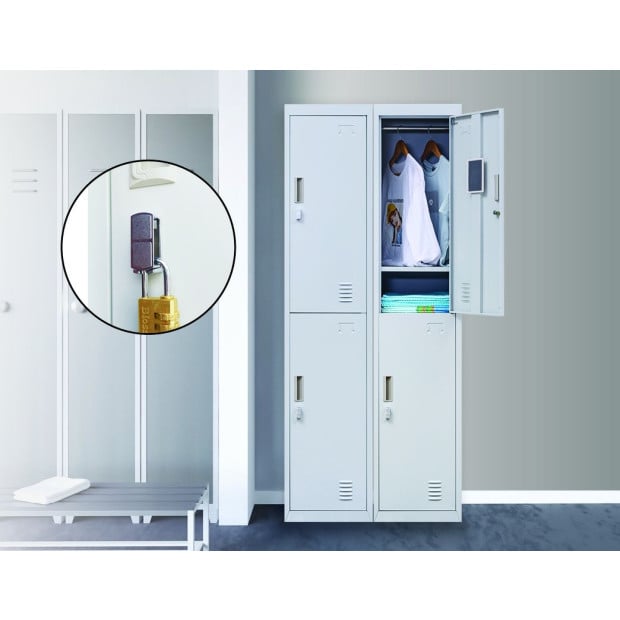 2-door Vertical Locker Storage w/Padlock Grey Image 2