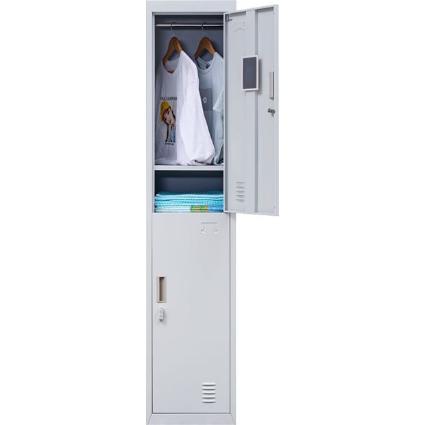 2-door Vertical Locker Storage w/Padlock Grey Image 7