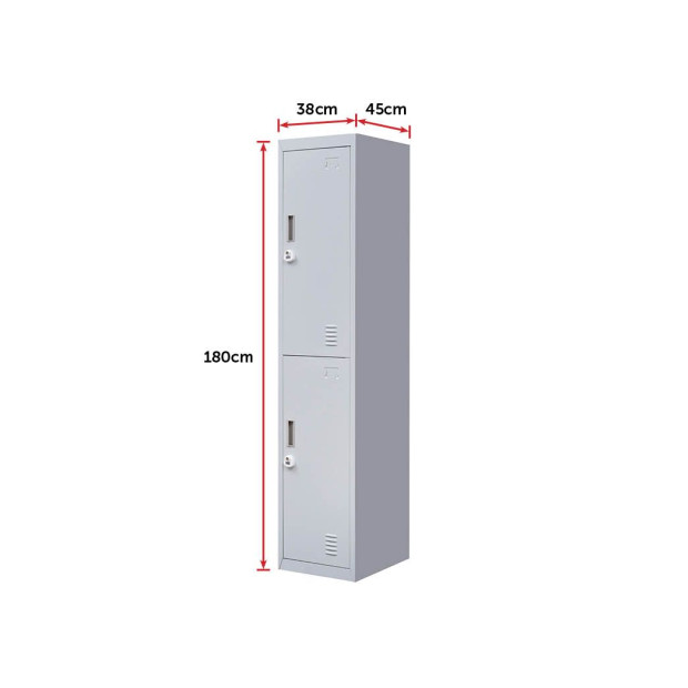 2-door Vertical Locker Storage w/3 combination Lock - Grey Image 11