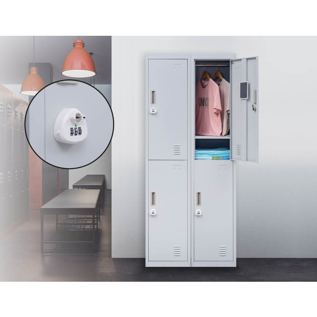 2-door Vertical Locker Storage w/3 combination Lock - Grey Image 2