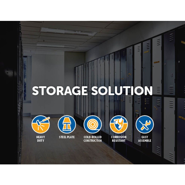 2-door Vertical Locker Storage w/3 combination Lock - Grey Image 3