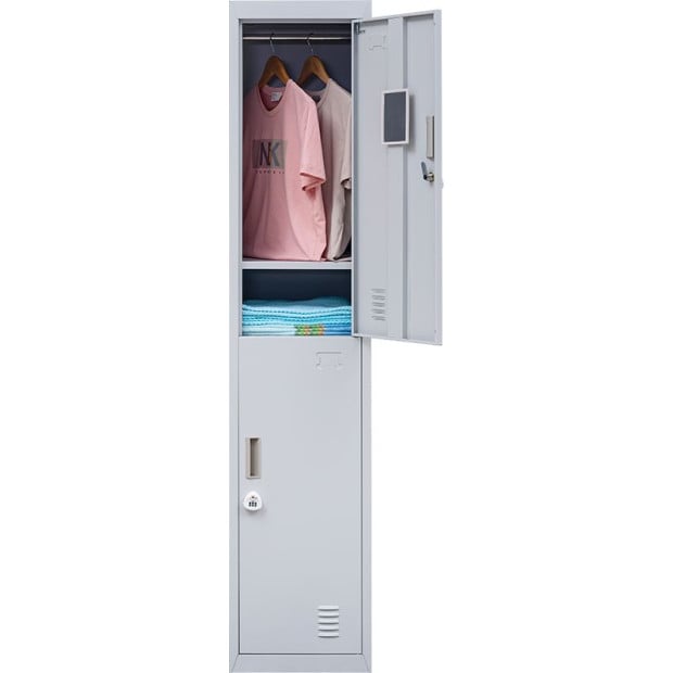 2-door Vertical Locker Storage w/3 combination Lock - Grey Image 7