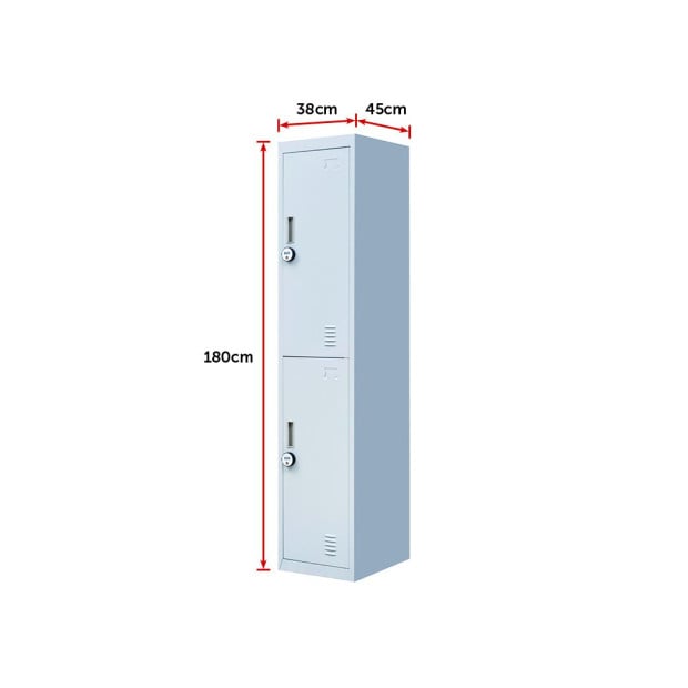 2-door Vertical Locker Storage w/4 digit combination lock - Grey Image 11